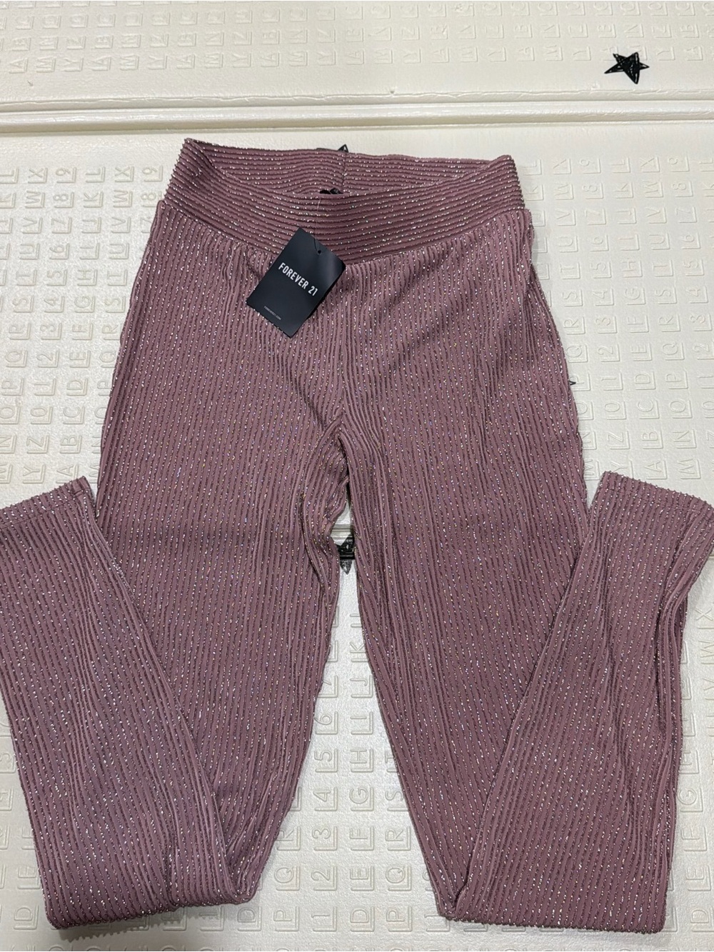 Forever 21 Mauve Sparkle Ribbed Leggings